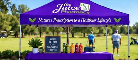 The Juice Pharmacy tent at an outdoor community event